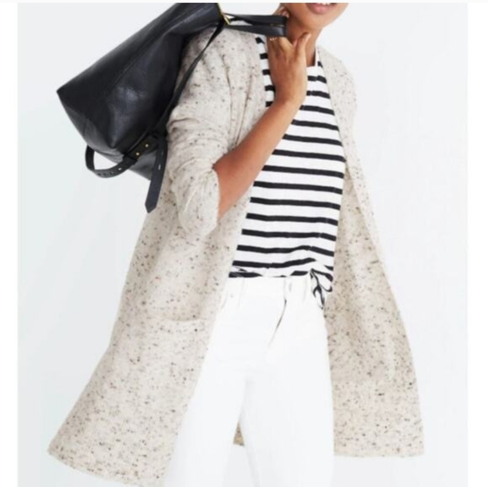 Madewell Off-White Speckled Open-Front Cardigan. Size XXS
